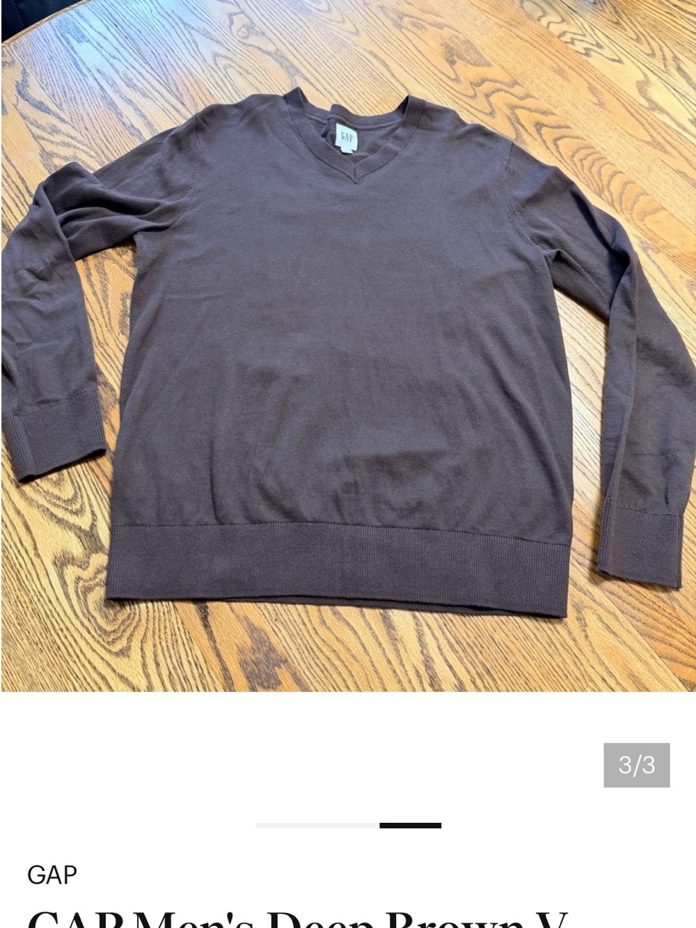 GAP Men's Chocolate Brown V-Neck Sweater